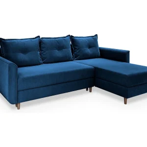 Hoekbank PISAN van fluweel met slaapfunctie Blau Hoekbank PISAN van fluweel met slaapfunctie Blau