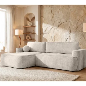 Hoekbank Moon, voor de woonkamer, met slaapfunctie, Flow, links, crème (04) Hoekbank Moon, voor de woonkamer, met slaapfunctie, Flow, links, crème (04)