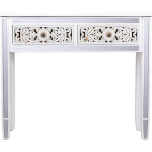 Haltafel van hout en glas met 2 lades Haltafel van hout en glas met 2 lades