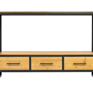 Haltafel van metaal en hout met 3 lades, bruin Haltafel van metaal en hout met 3 lades, bruin
