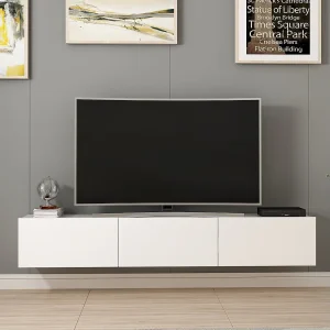 Moderne Witte Houten Wandgemonteerde TV-standaard "Rigel" 180x32x30 cm – Elegant Ontwerp Moderne Witte Houten Wandgemonteerde TV-standaard "Rigel" 180x32x30 cm – Elegant Ontwerp