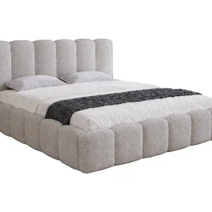 Gestoffeerd bed 140×200 Florent – Tweepersoonsbed met metalen lattenbodem, bouclé – Lichtgrijs (Lambi 11) Gestoffeerd bed 140×200 Florent – Tweepersoonsbed met metalen lattenbodem, bouclé – Lichtgrijs (Lambi 11)
