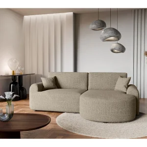 Hoekbank rechts in beige geweven stof, slijtvast, met slaapfunctie – ARTE PREMIUM Hoekbank rechts in beige geweven stof, slijtvast, met slaapfunctie – ARTE PREMIUM