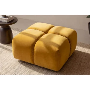 Hocker, Poef, Veloursstof Bluvel, Goud, Averro