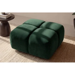 Hocker, Poef, Veloursstof Bluvel, Groen, Averro