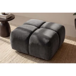 Hocker, Poef, Veloursstof Bluvel, Asgrijs, Averro Hocker, Poef, Veloursstof Bluvel, Asgrijs, Averro