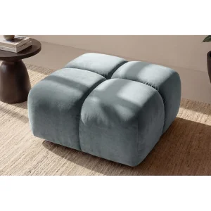 Hocker, Poef, Veloursstof Bluvel, Blauwgrijs, Averro Hocker, Poef, Veloursstof Bluvel, Blauwgrijs, Averro