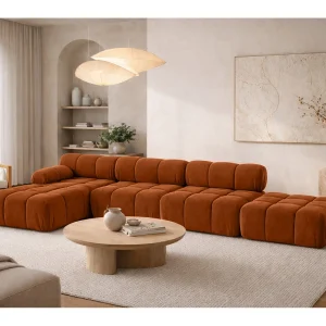 Hoekbank L-vorm XL, stof velours Salvador, Bruin, Links, Selia L XL