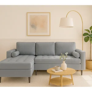 Hoekbank links MONZA met slaapfunctie 246×172 cm – grijs Monolith 85