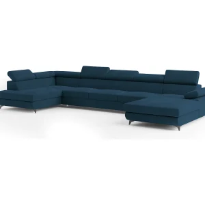 Hoekbank MONTIVA van fluweel met slaapfunctie Blau Hoekbank MONTIVA van fluweel met slaapfunctie Blau
