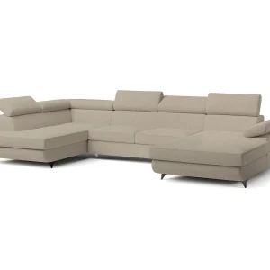 Hoekbank RUBANO van fluweel met slaapfunctie Beige Hoekbank RUBANO van fluweel met slaapfunctie Beige