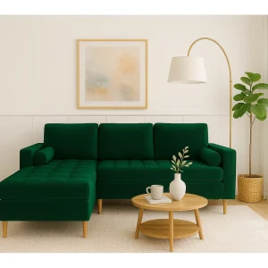 Hoekbank links MONZA met slaapfunctie 246×172 cm –   flessengroen Monolith 37