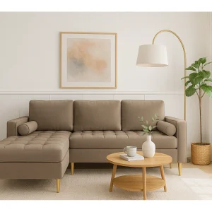 Hoekbank links MONZA met slaapfunctie 246×172 cm –  bruin Monolith 15