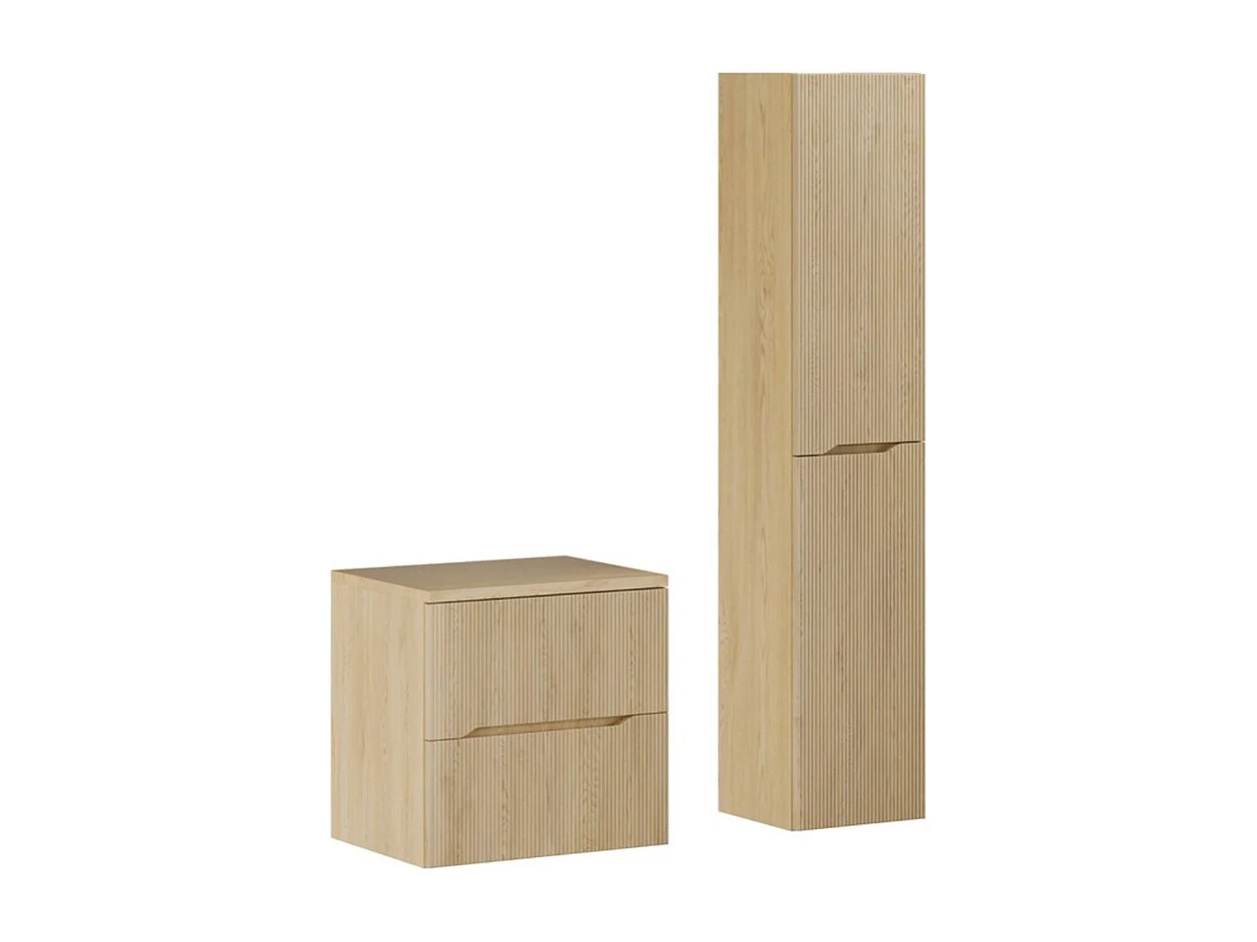 Hangend badkamermeubelset NATURA 95cm: onderkast 60cm + wastafelblad + kolomkast