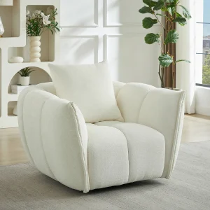 Draaibare fauteuil in getextureerde stof beige GONOLON Draaibare fauteuil in getextureerde stof beige GONOLON