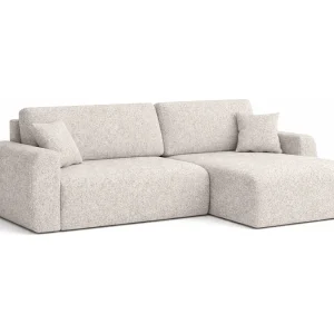 Hoekbank met slaapfunctie en opbergruimte Ariel L, chenille stof, Artico stof, Beige, rechts
