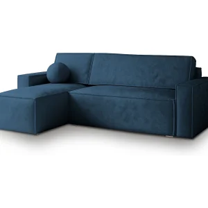 Hoekbank RAVELO van fluweel met slaapfunctie Blau Hoekbank RAVELO van fluweel met slaapfunctie Blau