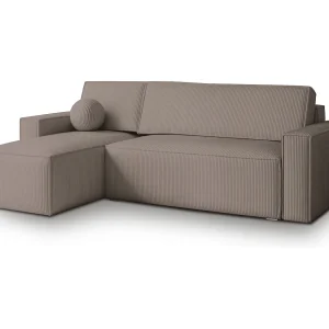 Hoekbank RAVELO van fluweel met slaapfunctie Beige Hoekbank RAVELO van fluweel met slaapfunctie Beige