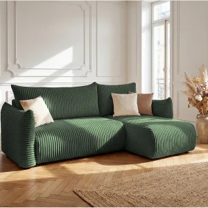 Hoekbank Floti mini, voor de woonkamer, met slaapfunctie, Tilia-stof, groen (39)