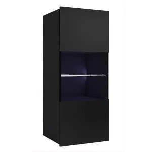 Hangende Vitrine Montreal 45 cm – Zwart Hoogglans – Blauw LED Hangende Vitrine Montreal 45 cm – Zwart Hoogglans – Blauw LED