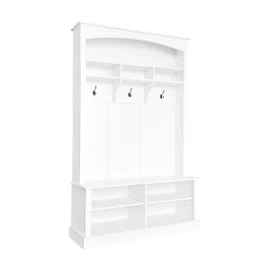 Halmeubelset 120x40x190 cm met schoenenrek en bank. Witte spaanplaat voor de woonkamer. Halmeubelset 120x40x190 cm met schoenenrek en bank. Witte spaanplaat voor de woonkamer.