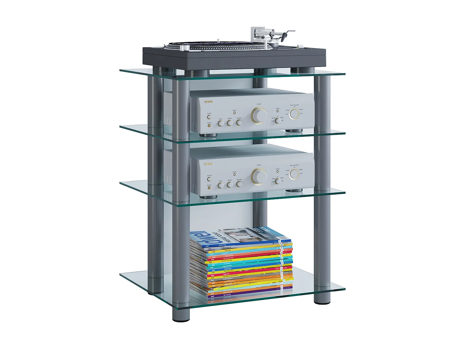 Hifi Meubelrek Alu Glas Phono Bilus