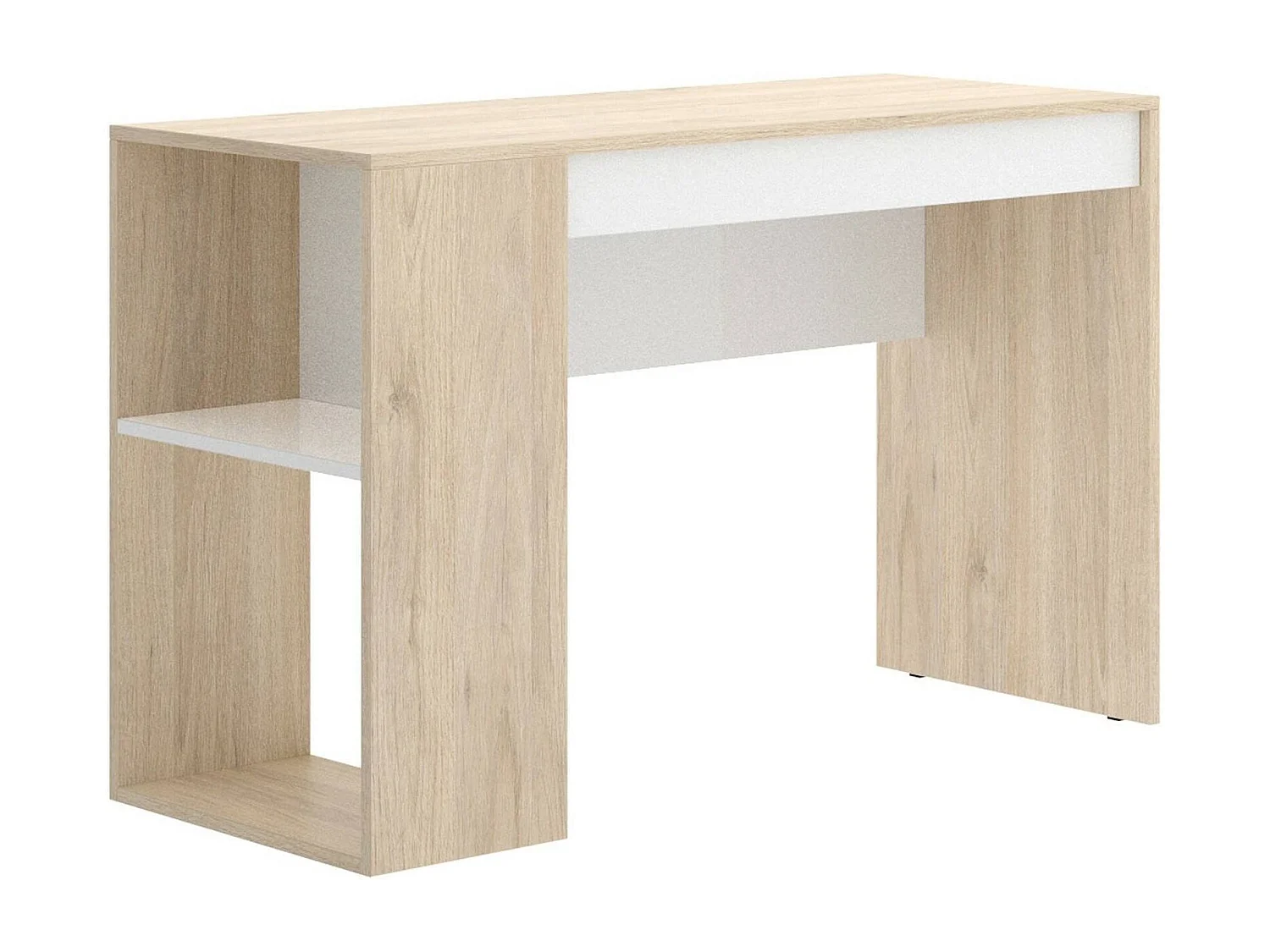 Dmora Bureau Grigna 50x115x74h cm Wit 3 Planken, 1 Lade, Modulair