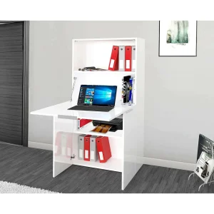 Dmorabureau Gianpiero 35x70x140h cm Wit Glanzend, 3 Verstelbare Planken, 4 Vakken, Made in Italy Dmorabureau Gianpiero 35x70x140h cm Wit Glanzend, 3 Verstelbare Planken, 4 Vakken, Made in Italy