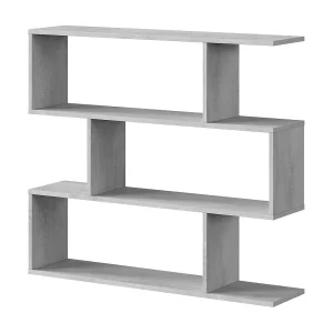 Dmora Boekenplank Hampton 24x110x97h cm Beton Grijs 3 Planken Vrijstaand, Bibliotheek Structuur Materiaal Spaanplaat