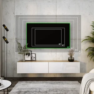 Hangend tv-meubel, 170 x 34 x 32 cm, Wotan eiken / glanzend wit Hangend tv-meubel, 170 x 34 x 32 cm, Wotan eiken / glanzend wit