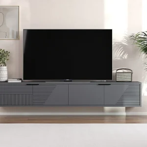 Moderne Antraciet Houten TV-standaard "Parla" 180 x 30 x 30 cm – Wandmontage Moderne Antraciet Houten TV-standaard "Parla" 180 x 30 x 30 cm – Wandmontage