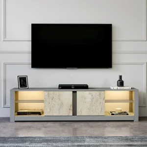Moderne Houten TV-standaard "Aydos" 180 x 35 x 45 cm – Grijs/Bruin, Elegant Design, Ideaal voor Woonkamer Moderne Houten TV-standaard "Aydos" 180 x 35 x 45 cm – Grijs/Bruin, Elegant Design, Ideaal voor Woonkamer