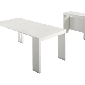 Dmora Uitschuifbare Console Glicine 44x80x76h cm Wit 8 Zitplaatsen, Extensie Mechanisme Centrale Lades Made in Italy Dmora Uitschuifbare Console Glicine 44x80x76h cm Wit 8 Zitplaatsen, Extensie Mechanisme Centrale Lades Made in Italy