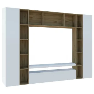 Dmora Wandmeubel Gilberto 35x270x210h cm Wit Glanzend 19 Planken 26 Vakken, Deur- en Klepopening Made in Italy Dmora Wandmeubel Gilberto 35x270x210h cm Wit Glanzend 19 Planken 26 Vakken, Deur- en Klepopening Made in Italy