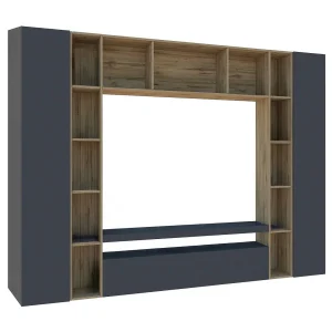 Dmora Wandmeubel Gilberto 35x270x210h cm Zwart Antraciet 19 Planken 26 Vakken, Deur- en Klepopeningen Made in Italy Dmora Wandmeubel Gilberto 35x270x210h cm Zwart Antraciet 19 Planken 26 Vakken, Deur- en Klepopeningen Made in Italy