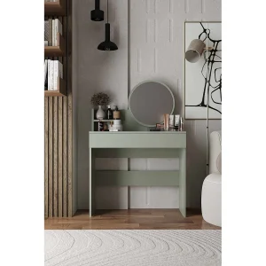 "Harmony Mini Ronde Houten Kaptafel met Spiegel – Groen – Ideaal voor Slaapkamer – 90 x 40 x 133 cm" "Harmony Mini Ronde Houten Kaptafel met Spiegel – Groen – Ideaal voor Slaapkamer – 90 x 40 x 133 cm"