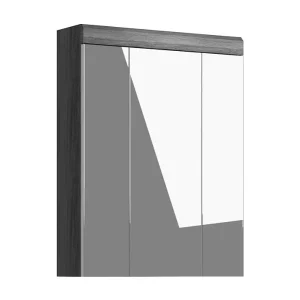 Hoog opbergmeubel SCOTT – 3 deuren met spiegel – Donkergrijs en wit – 60x79x18 cm Hoog opbergmeubel SCOTT – 3 deuren met spiegel – Donkergrijs en wit – 60x79x18 cm