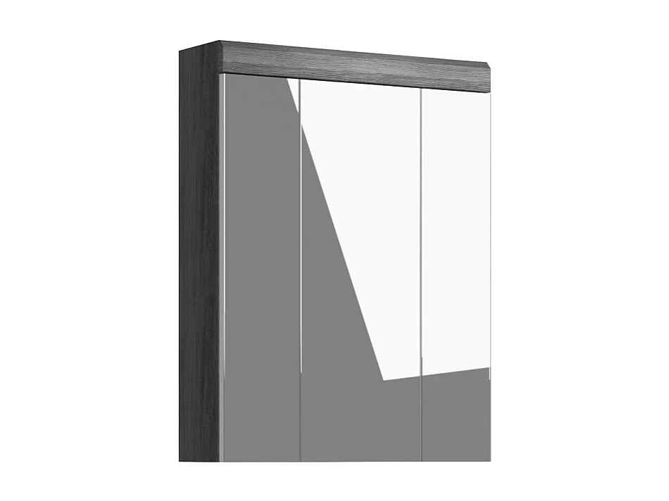 Hoog opbergmeubel SCOTT – 3 deuren met spiegel – Donkergrijs en wit – 60x79x18 cm