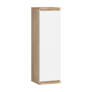 Hangende Vitrinekast – Wit en Sonoma Eiken – 1 Deurs Mat Front – 30x99x30cm Hangende Vitrinekast – Wit en Sonoma Eiken – 1 Deurs Mat Front – 30x99x30cm