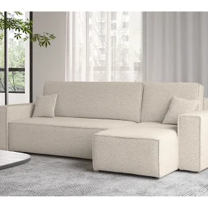 Hoekbank met slaapfunctie en bedstee, hoekbank L-vormig, hoekbank L-vormig BEST stof Abriamo Beige Rechts Hoekbank met slaapfunctie en bedstee, hoekbank L-vormig, hoekbank L-vormig BEST stof Abriamo Beige Rechts
