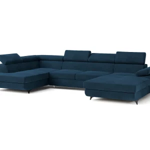 Hoekbank RUBANO van fluweel met slaapfunctie Blau Hoekbank RUBANO van fluweel met slaapfunctie Blau