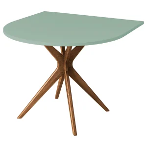 Halve ovale eettafel 80×80 cm, 3 personen, MDF Salie Groen | essen eikenkleurig gebeitst