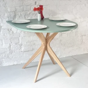 Halve ovale eettafel 80×80 cm, 3 personen, MDF Salie Groen | essen