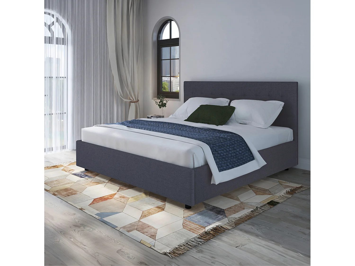 Hamar-Bed 180x200 cm in linnen antraciet