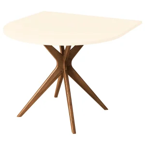 Halve ovale eettafel 90×90 cm, 4 personen, MDF Wit Krijt | essen eikenkleurig gebeitst