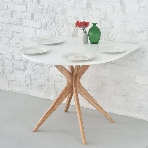 Halve ovale eettafel 90×90 cm, 4 personen, MDF Wit | essen