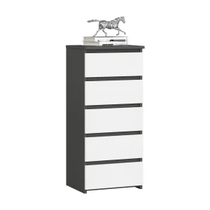 Ladekast CL5 met 5 Lades / AKORD Furniture Factory / Grafietgrijs – Wit / 40 x 92 x 35 cm Ladekast CL5 met 5 Lades / AKORD Furniture Factory / Grafietgrijs – Wit / 40 x 92 x 35 cm