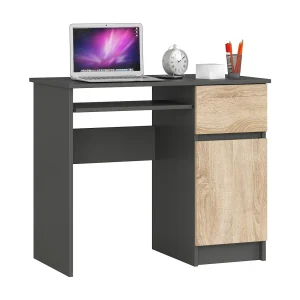 Bureau Rechts PIKSEL / Computerbureau / Computer Tafel / Bureautafel Rechts / Grafietgrijs – Sonoma Eik / 90 x 77 x 50 cm Bureau Rechts PIKSEL / Computerbureau / Computer Tafel / Bureautafel Rechts / Grafietgrijs – Sonoma Eik / 90 x 77 x 50 cm
