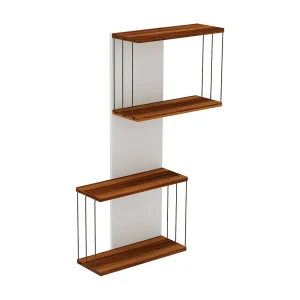 HerenOla Dpaliott, Plank, Wandplank, Multifunctionele Rekken, 65x19h96 cm, Eiken en Wit HerenOla Dpaliott, Plank, Wandplank, Multifunctionele Rekken, 65x19h96 cm, Eiken en Wit