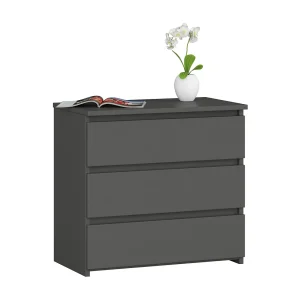 Grafietgrijze Moderne Kommode – 3 Lades, ABS Randafwerking, 60x57x35 cm, Mat, Zelfmontageoptie Grafietgrijze Moderne Kommode – 3 Lades, ABS Randafwerking, 60x57x35 cm, Mat, Zelfmontageoptie